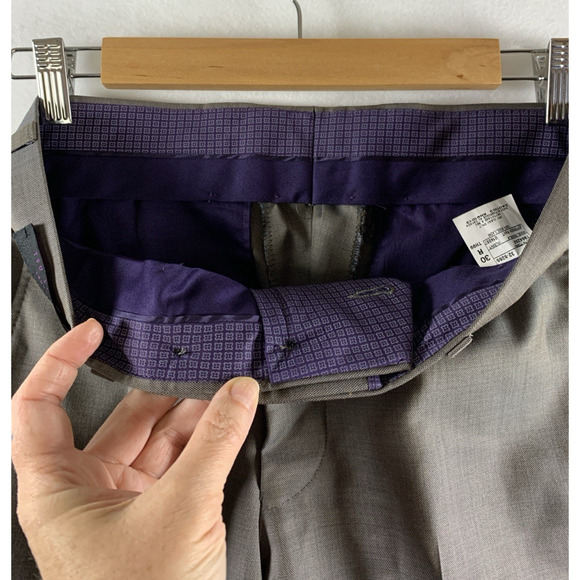 Ted Baker Endurance Mens Jefferson Dress Pants Sz 30R 100% Wool Unhemmed New - Picture 10 of 13